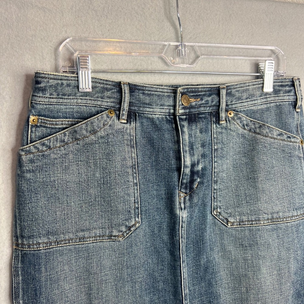 Lauren Ralph Lauren Denim Skirt Sz 8 Blue Pencil Knee Length Utility Pockets - Picture 4 of 10